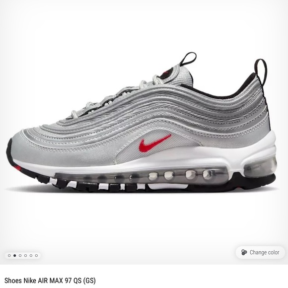 Nike Air Max 97 QS GS Metallic Silver/Varsity Red/White Grade School Kids' Shoe - Picture 2 of 16